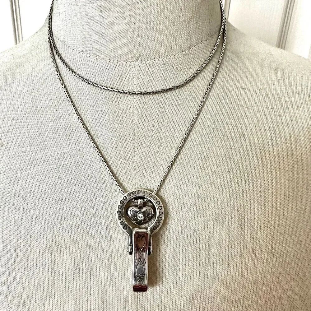 Brighton  floating heart lanyard badge clip chain necklace